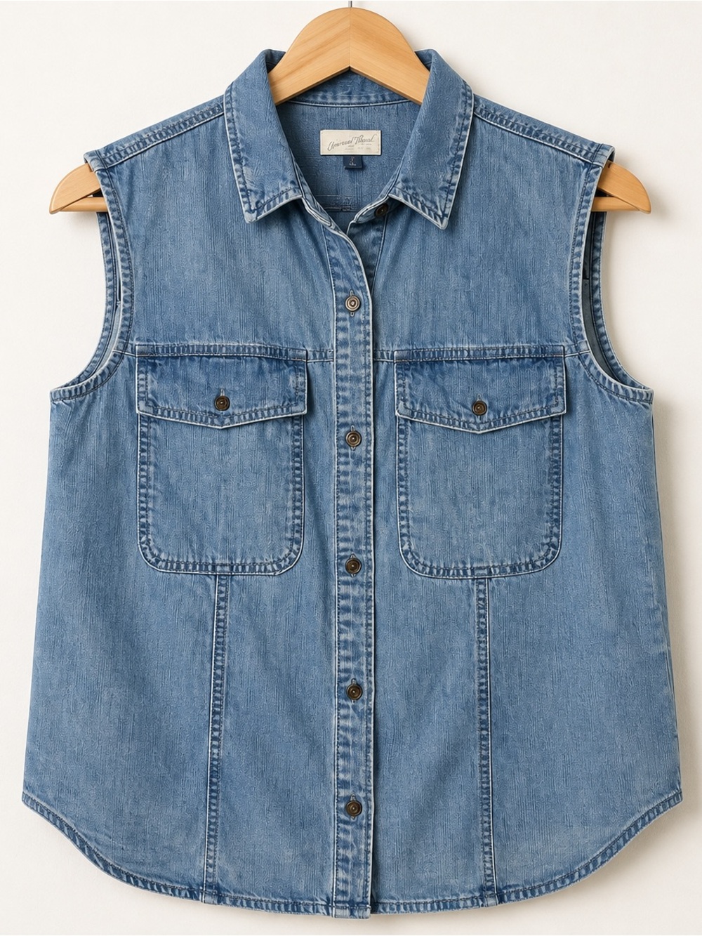 Universal Thread Denim Button-Down Shirt Vest. Light Blue Denim